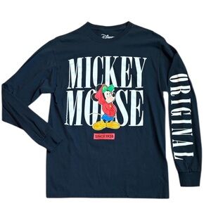 Disney Mickey Mouse Fitted Black Long Sleeve T-shirt Adult Size M